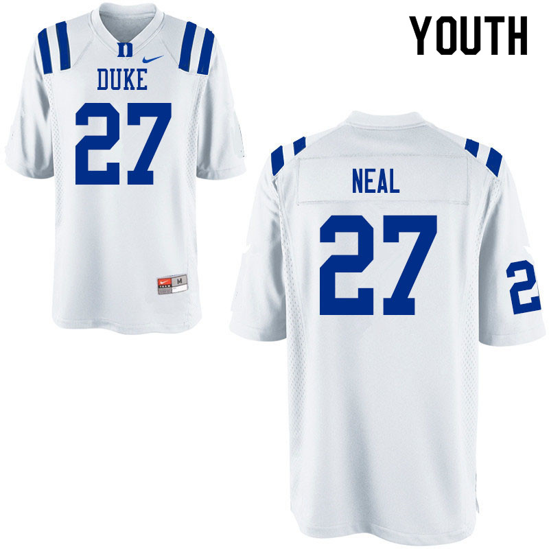 Youth #27 Damani Neal Duke Blue Devils College Football Jerseys Sale-White - Click Image to Close
